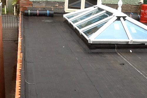 Repair to flat roofing with orangery