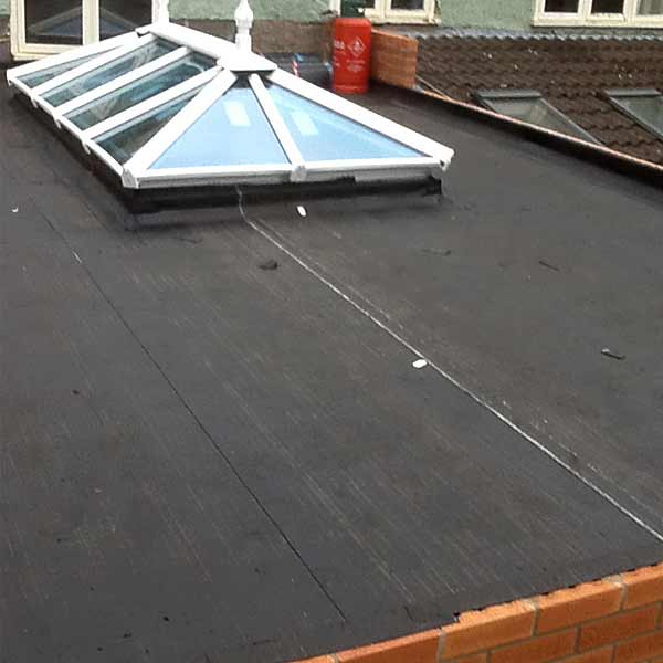 Felt roofing after being installed